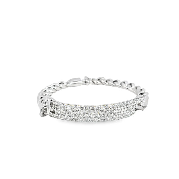 Esclava en oro blanco de 18K con diamantes de 1.88 ct, diseño majestuoso