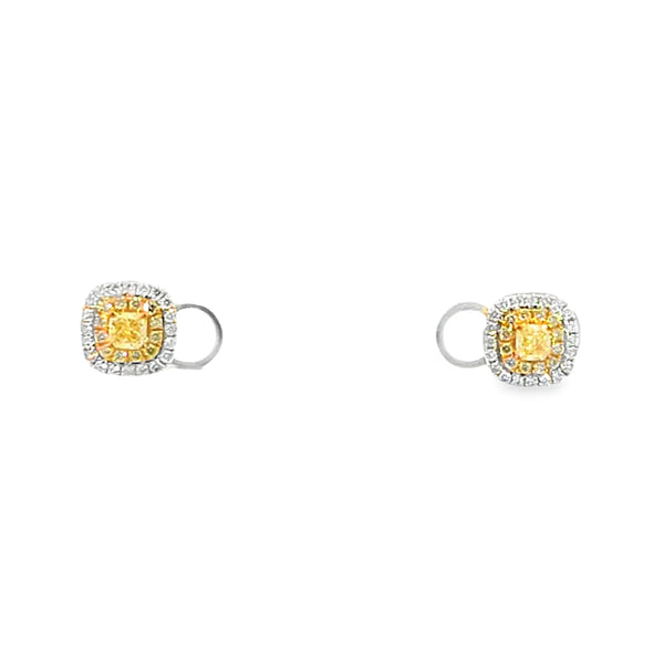 Aretes en 18K en oro blanco con 0.37ct en diamantes y 0.46 ct Yellow Fancy