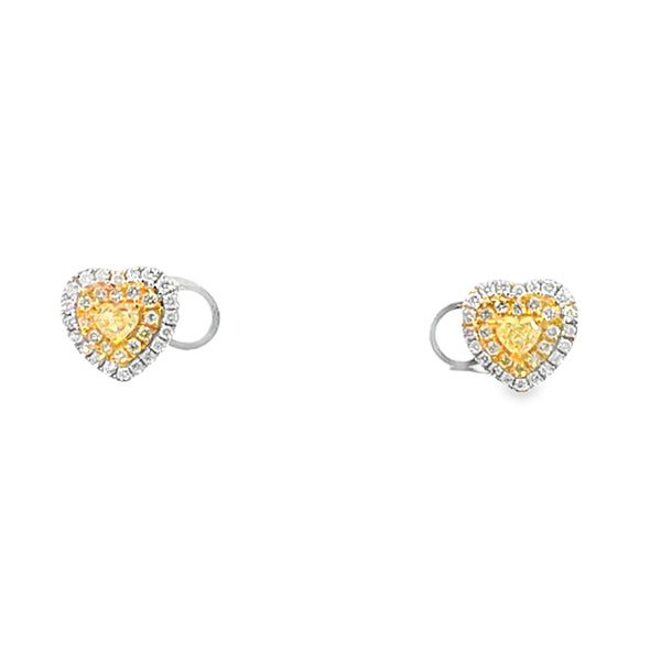 Aretes en 18K en oro blanco con 0.52ct en diamantes y 0.47 ct Yellow Fancy