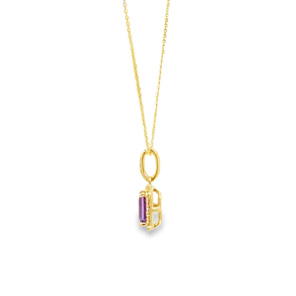 Dije con cadena en oro amarillo de 14K con diamante de 0.11CT