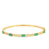 Brazalete en oro amarillo de 14K con diamante de 0.25CT y esmeralda de 1.55CT