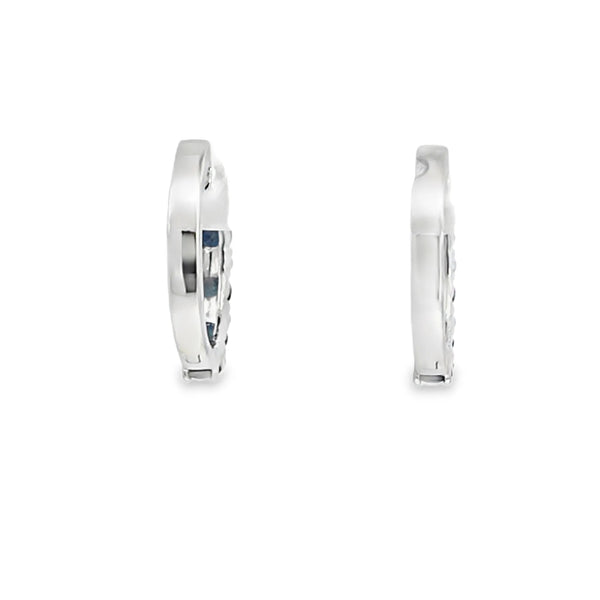 Aretes en oro blanco de 18K con diamante de 0.18CT y zafiro de 1.25CT