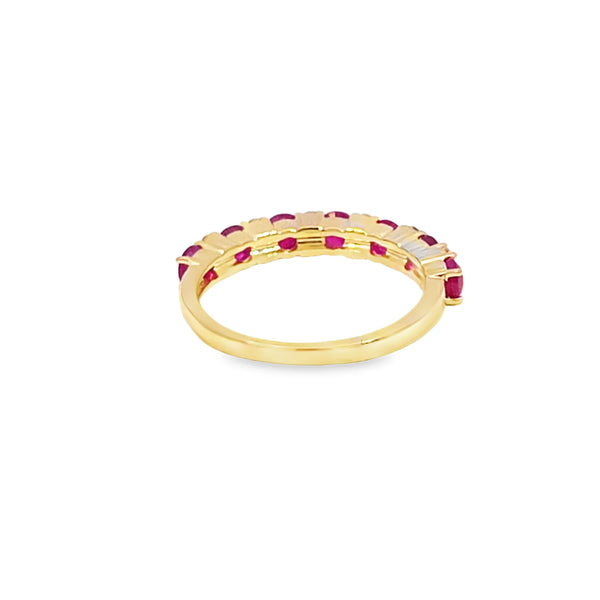 Anillo dama en oro rosa de 14K con diamante de 0.14CT y rubí de 1.12CT