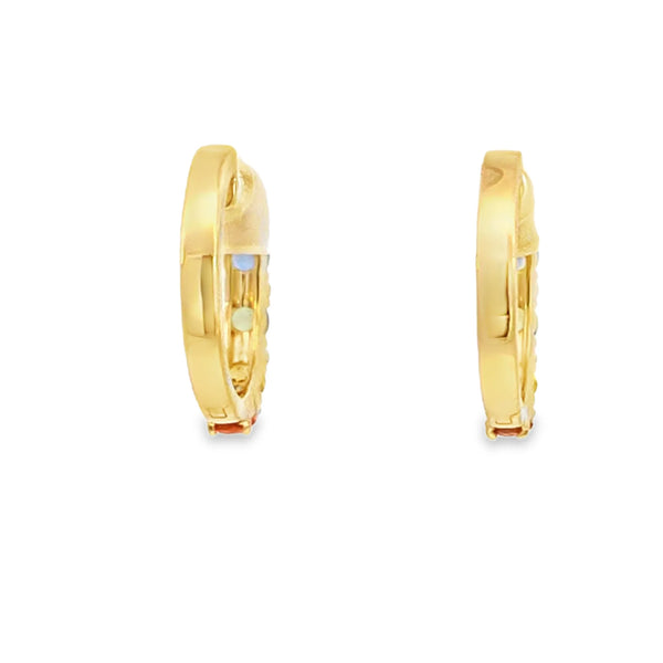 Aretes en oro amarillo de 14K con 0.17CT en diamantes y 1.45CT en piedras semipreciosas