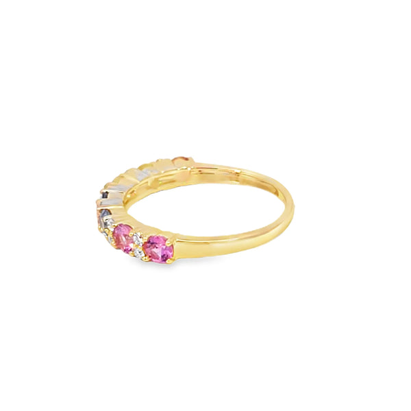 Anillo dama en oro rosa de 14K con diamante de 0.27CT y piedras multicolor de 1.57CT