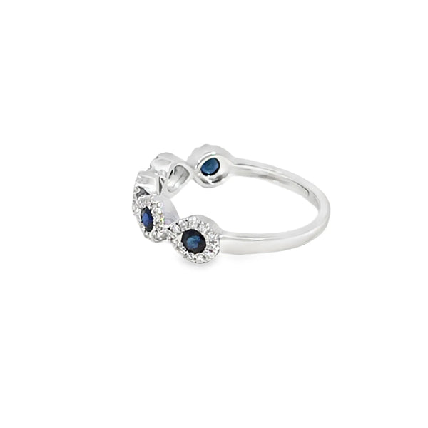 Anillo dama en oro blanco de 14K con diamante de 0.21CT y zafiro de 0.54CT