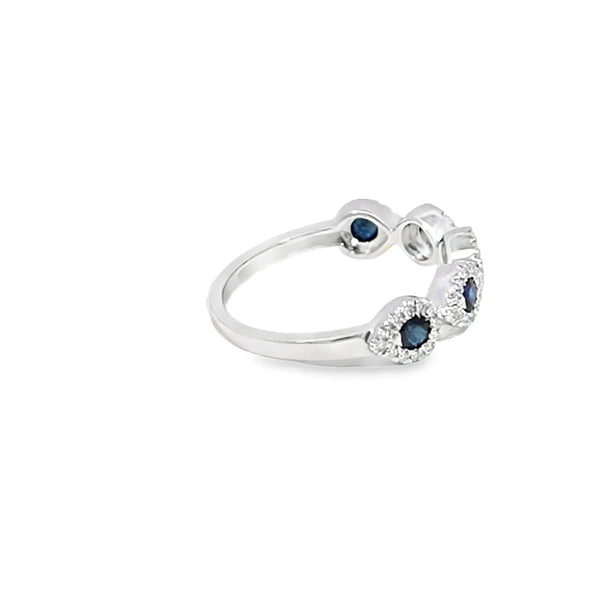 Anillo dama en oro blanco de 14K con diamante de 0.21CT y zafiro de 0.54CT