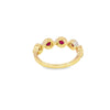 Anillo dama en oro amarillo de 14K con diamante de 0.21CT y rubíes de 0.47CT
