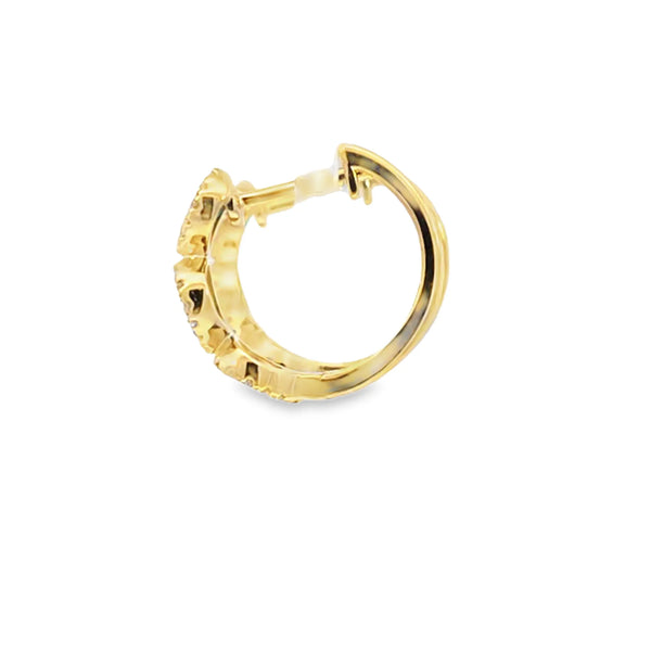 Aretes en oro amarillo de 14K con diamante de 0.20CT y esmeralda de 0.34CT