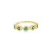 Anillo dama en oro amarillo de 14K con diamante de 0.21CT y esmeralda de 0.35CT