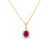 Dije con cadena en oro amarillo de 14K con diamante de 0.14CT y rubí de 0.96CT
