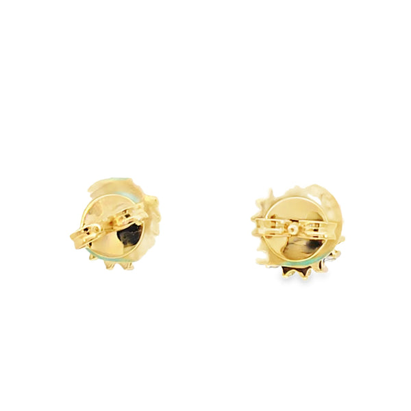 Aretes en oro amarillo de 14K con diamante de 0.29CT y esmeralda de 1.43CT