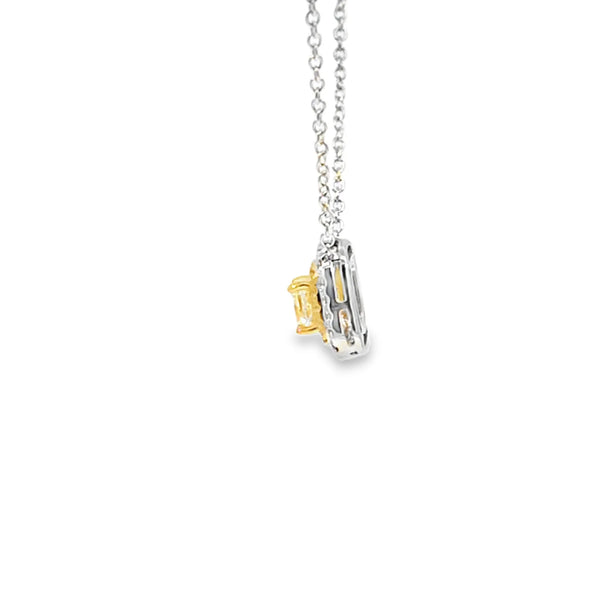 Dije con cadena en oro blanco de 18K con diamante de 0.41CT y piedra FY de 0.57CT