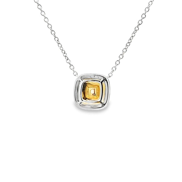 Dije con cadena en oro blanco de 18K con diamante de 0.41CT y piedra FY de 0.57CT