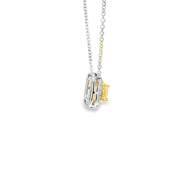 Dije con cadena en oro blanco de 18K con diamante de 0.41CT y piedra FY de 0.57CT
