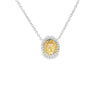 Dije con cadena en oro blanco de 14K con diamante de 0.38CT y piedra FY de 0.50CT