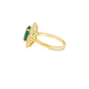 Anillo dama en oro amarillo de 18K con diamante de 0.84CT y esmeralda de 2.60CT