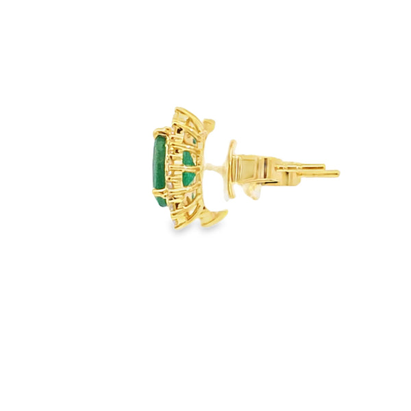 Aretes en oro amarillo de 18K con diamante de 0.76CT y esmeralda de 2.00CT