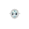 Anillo dama en oro blanco de 18K con diamante de 0.99CT y aguamarina de 4.33CT