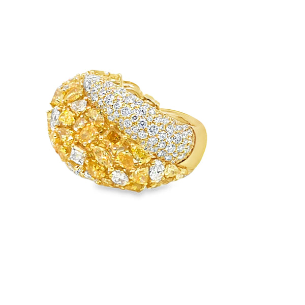 Anillo de dama en oro de 18K OB con diamante Fancy Yellow - Damiani
