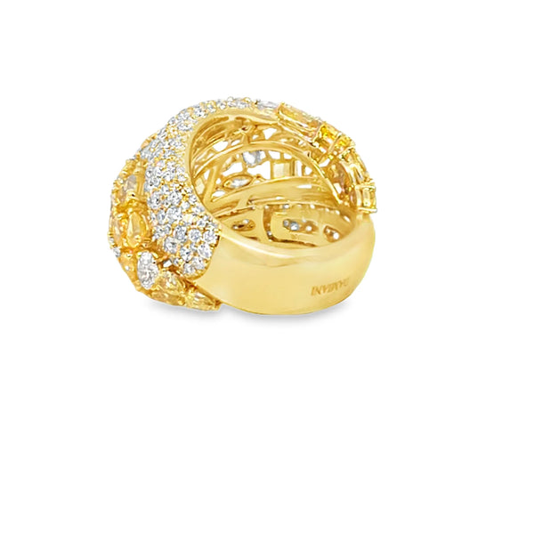 Anillo de dama en oro de 18K OB con diamante Fancy Yellow - Damiani