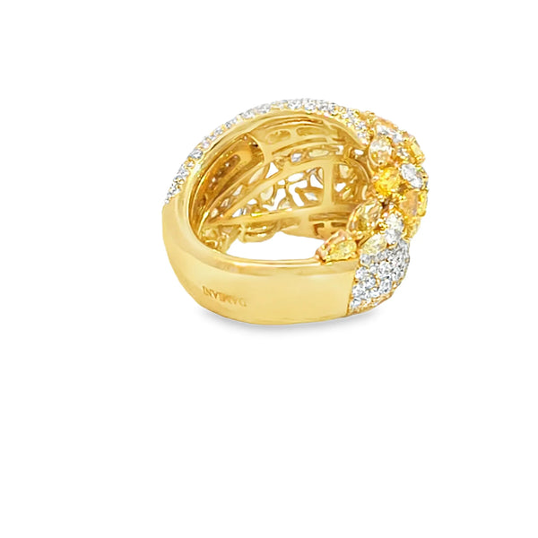 Anillo de dama en oro de 18K OB con diamante Fancy Yellow - Damiani