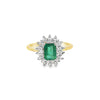 Anillo de dama en oro de 14K OA con esmeraldas de 1.10 ct y 0.60 ct diamantes