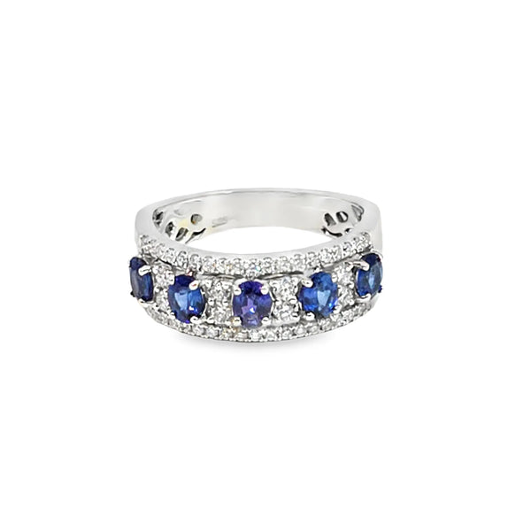 Anillo de dama en oro de 14K OB con zafiros de 1.03 ct y 0.45 ct diamantes