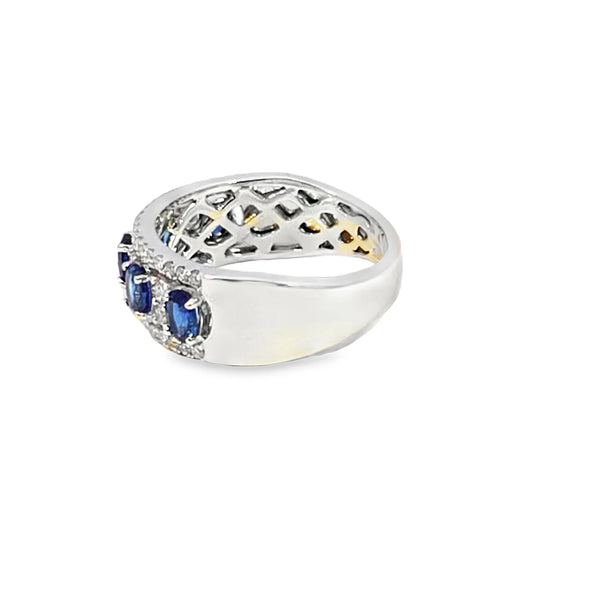 Anillo de dama en oro de 14K OB con zafiros de 1.03 ct y 0.45 ct diamantes