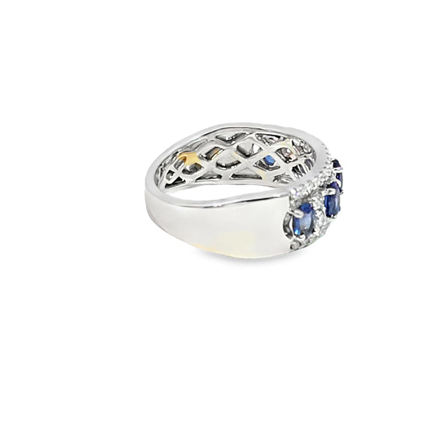 Anillo de dama en oro de 14K OB con zafiros de 1.03 ct y 0.45 ct diamantes