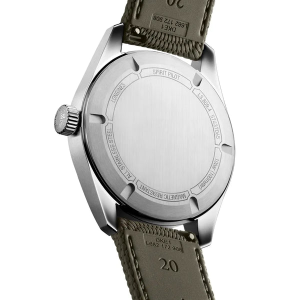 Reloj Longines Spirit en acero automático 39 mm Pilot con correa de piel
