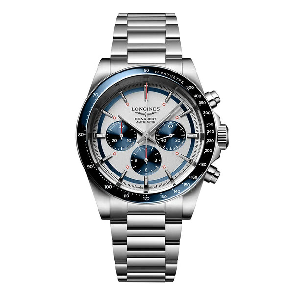 Reloj Longines Conquest en acero automático 42 mm cronógrafo azul