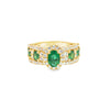 Anillo de dama en oro de 14K OA con diamante de 0.74 ct y esmeralda de 1.37 ct
