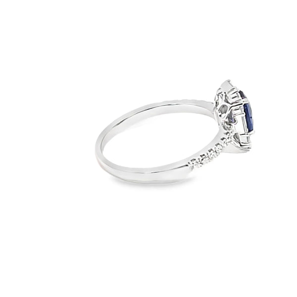 Anillo de dama en oro de 14K OB con diamante de 0.46 ct y zafiro de 0.95 ct