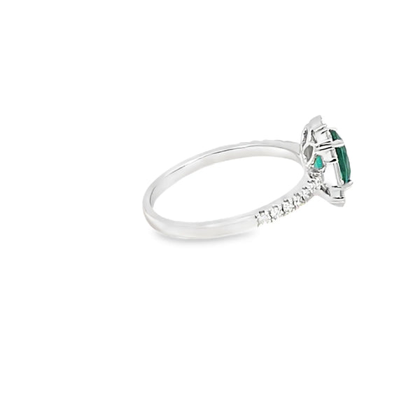 Anillo de dama en oro de 14K OB con diamante de 0.47 ct y esmeralda de 0.72 ct