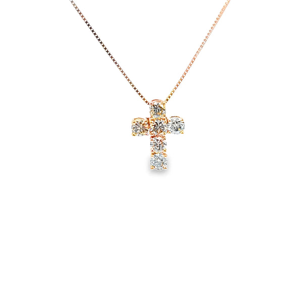 Cruz con cadena en oro de 14K con diamante de 0.59 ct