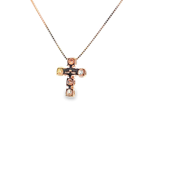 Cruz con cadena en oro de 14K con diamante de 0.59 ct