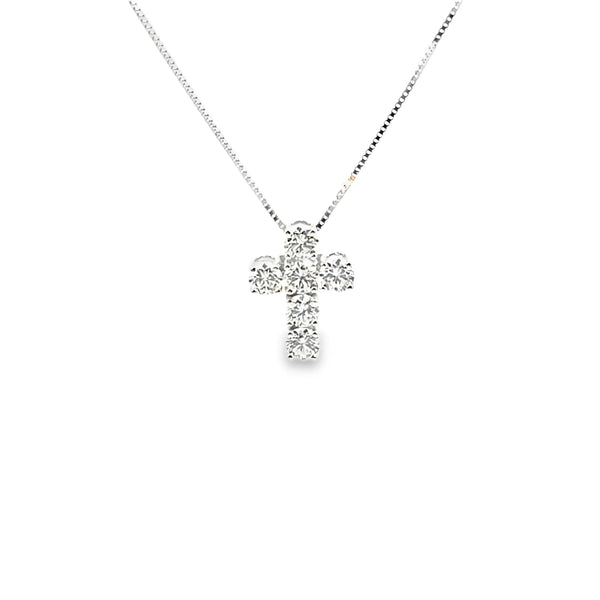 Cruz con cadena en oro de 14K OB con diamante de 0.61 ct