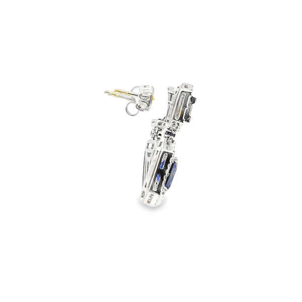 Aretes en oro de 14K OB con diamantes de 1.69 ct y zafiros de 2.66 ct