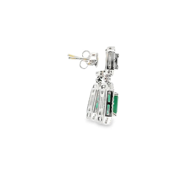 Aretes en oro de 14K OB con diamantes de 1.69 ct y esmeraldas de 2.66 ct