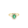 Anillo de dama en oro de 14K OA con diamante de 0.30 ct y esmeralda de 0.91 ct