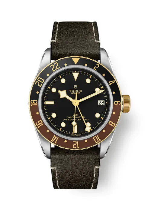 Reloj Tudor Black Bay Automático GMT en Acero y Oro con Correa de Piel