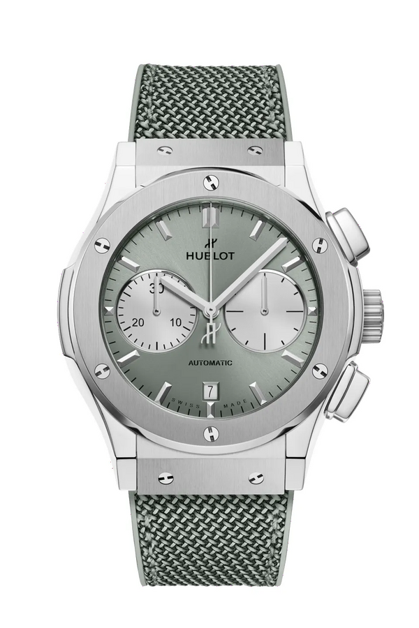 Reloj Hublot Classic Fusion de titanio automático de 45 mm con correa mesh verde