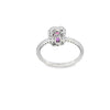 Anillo para dama en oro blanco de 14K con diamantes de 0.46 ct y zafiro rosa de 0.96 ct
