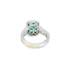 Anillo para dama en oro blanco de 14K con diamantes de 1.04 ct y esmeralda de 2.80 ct