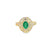 Anillo para dama en oro amarillo de 14K con diamantes de 0.73 ct y esmeralda de 0.79 ct