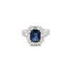 Anillo para dama en oro blanco de 14K con diamantes de 1.01 ct y zafiro de 1.92 ct