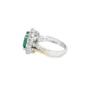 Anillo para dama en oro blanco de 14K con diamantes de 1.01 ct y esmeralda de 1.88 ct