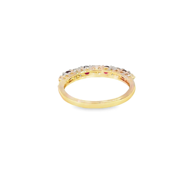 Churumbela en oro amarillo de 14K con diamantes de 0.29 ct y rubís de 0.46 ct