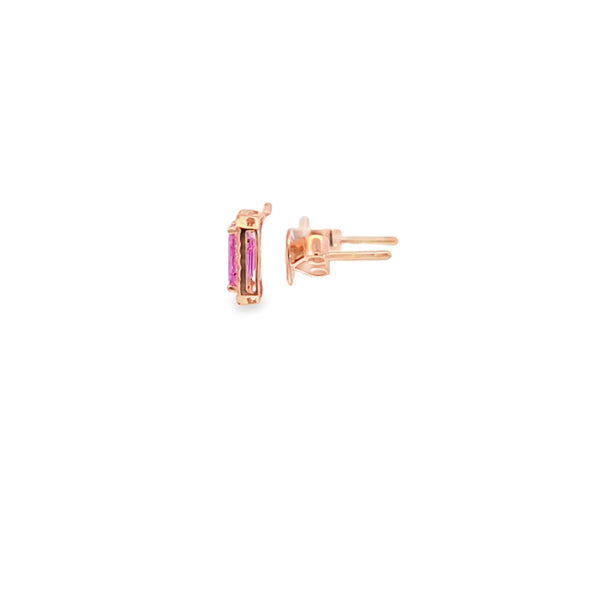 Aretes en oro amarillo de 14K con diamantes de 0.23 ct y zafiro rosa de 1.84 ct